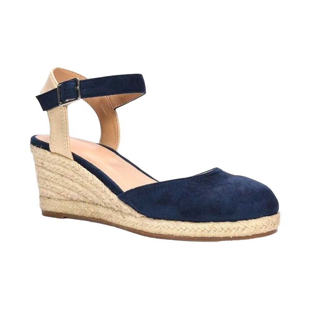 XY London Womens/Ladies Joey Ankle Strap Wedge Espadrilles / Navy